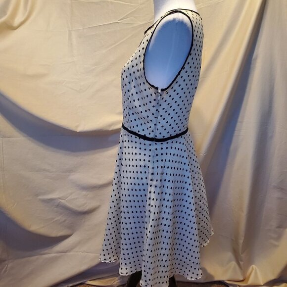Lauren Conrad Polka-Dot Swoop Neck Midi Dress SZ Medium - Picture 3 of 9